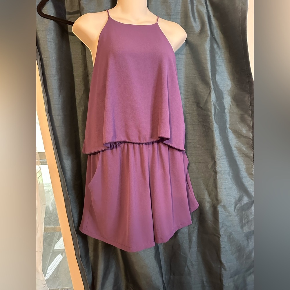 Fresh Tart Purple Sleeveless Layered Romper